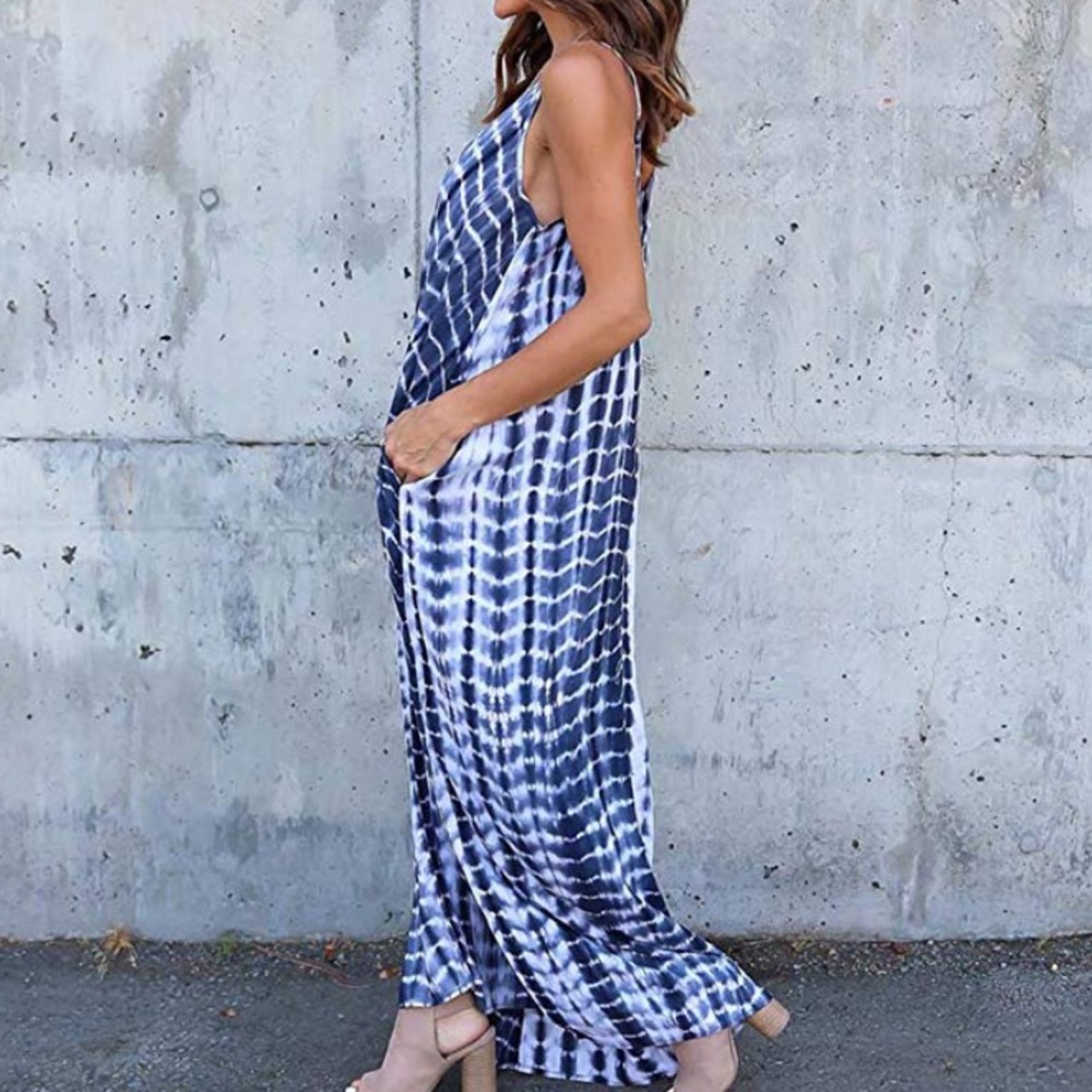 Blue Tie Dye Maxi Dress - Picture 4 of 5